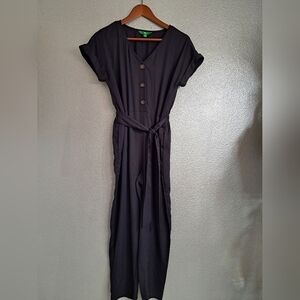 Black Cropped Short Sleeve  Jumpsuit  Size XS